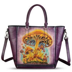 6993 Leather Handbag Hand Painted Leather Top Handle Satchel Handmade
